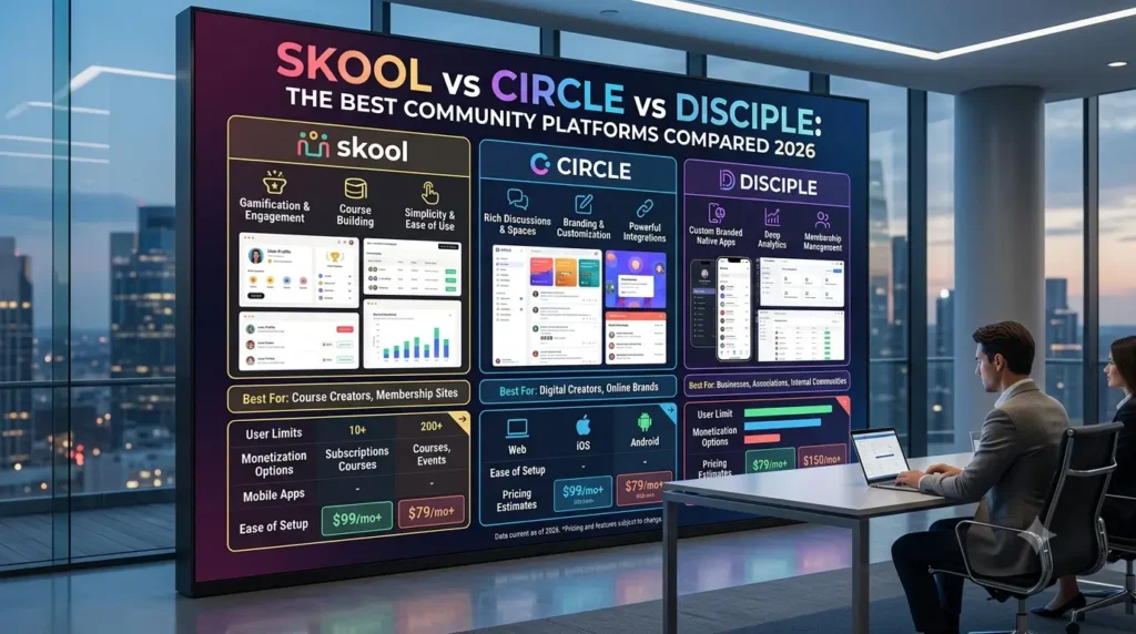 Skool vs Circle vs Disciple: The Best Community Platforms Compared 2026